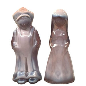 Pair Vintage Moser Sugar Plum Jenny and Josh Glass Doll Figures Purple 1981